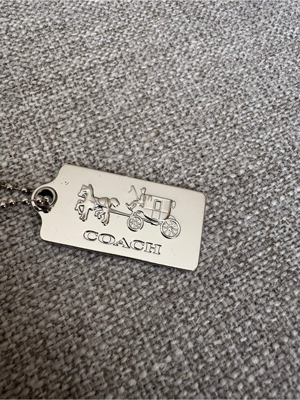 Coach Silver-tone Horse & Carriage Metal Hangtag Bag Charm Key Chain